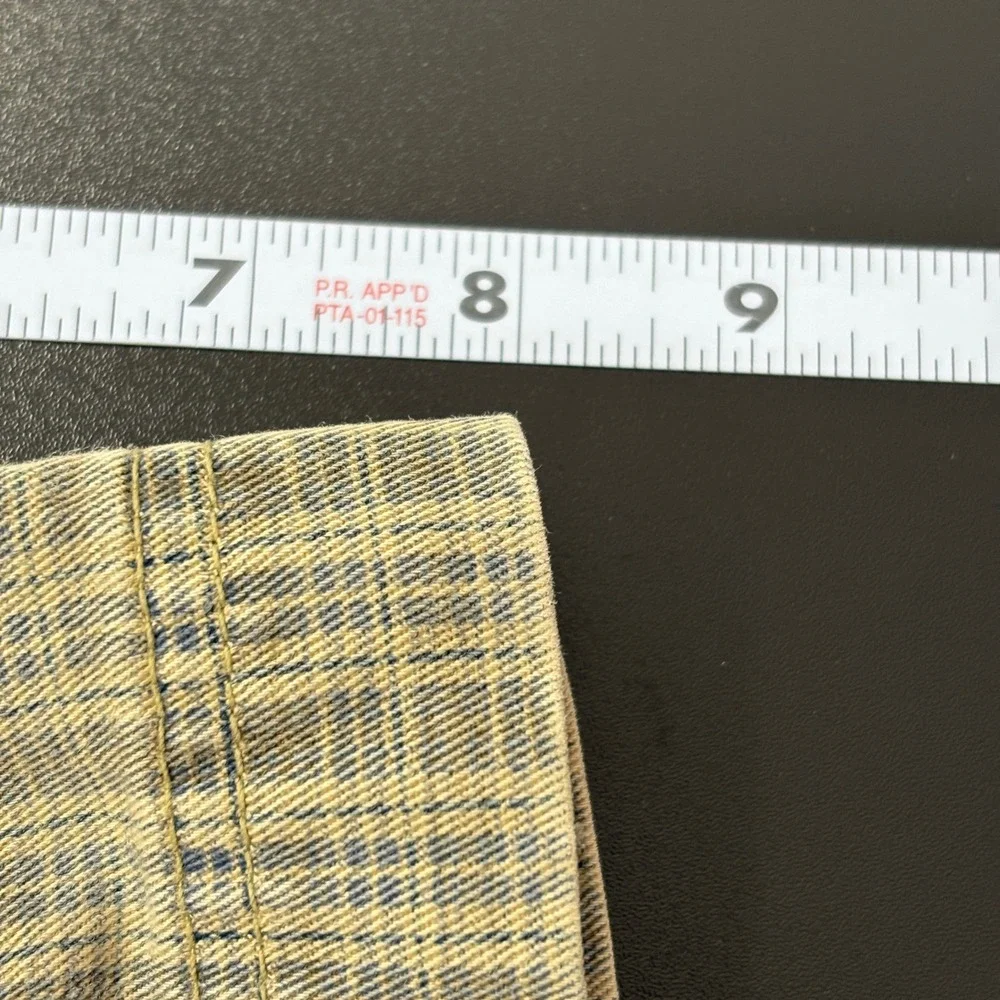 Vintge American Eagle Mens Plaid Shorts Sz33 Khaki Drawstring Cotton Durable
